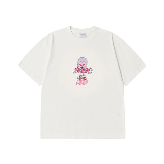 HEART ALIEN SHORT SLEEVE T-SHIRT CREAM