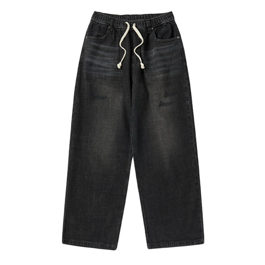 DESTROYED DENIM BANDING PANTS BLACK