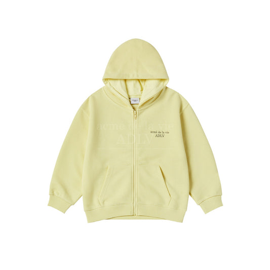 KIDS BASIC LOGO HOODIE ZIP UP-LIGHT YELLOW