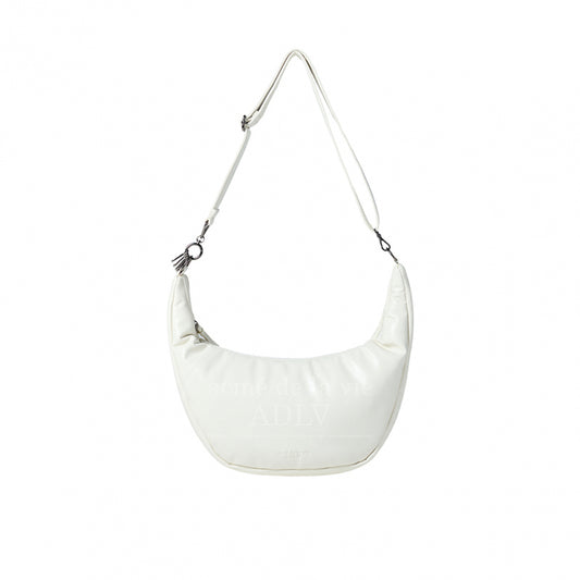 BASIC LOGO GLOSSY VEGAN LEATHER CROSS BAG IVORY
