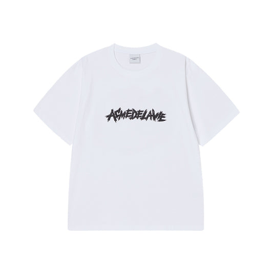 ROUGH PAINTING LOGO SHORT SLEEVE T-SHIRT WHITE