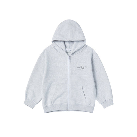 KIDS BASIC LOGO HOODIE ZIP UP MELANGE