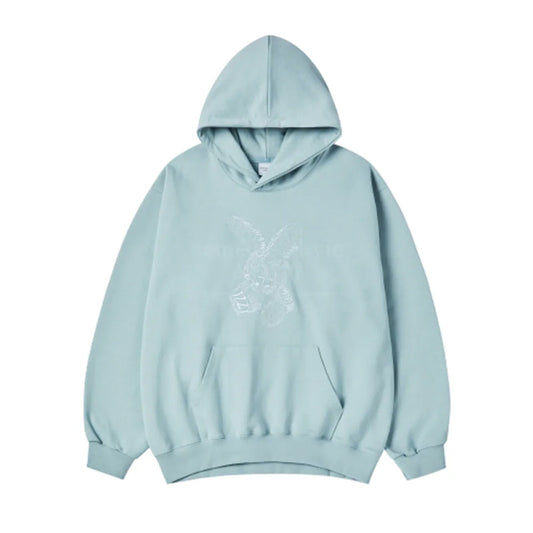 LETTERING RABBIT HOODIE DARK MINT
