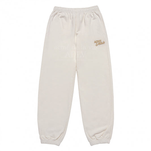 [acmé de la vie X HOSHI]  ROUND SCRIPT BOUCLE LOGO PANTS CREAM