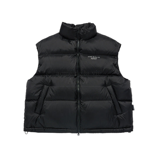 BASIC LOGO OVERSIZE SHORT DUCK DOWN VEST BLACK