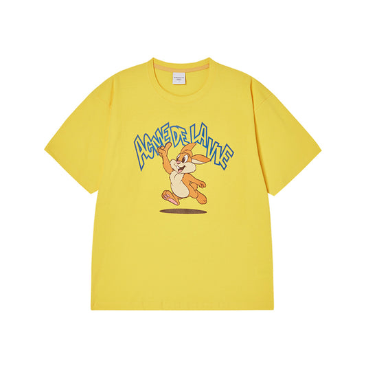 CARTOON CHINCHILLA SHORT SLEEVE T-SHIRT YELLOW