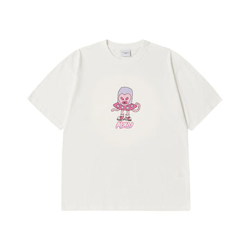 HEART ALIEN SHORT SLEEVE T-SHIRT CREAM