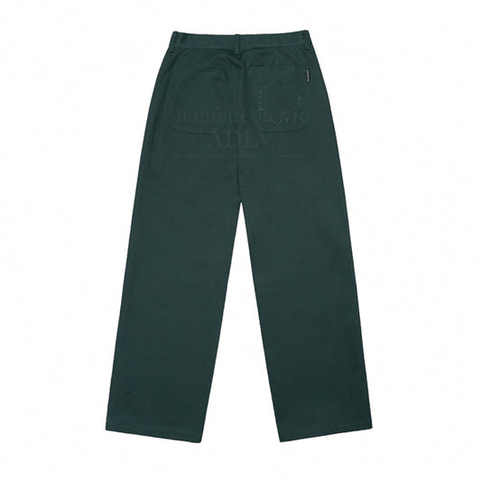 CIRCLE EMBROIDERED LOGO COTTON PANTS GREEN