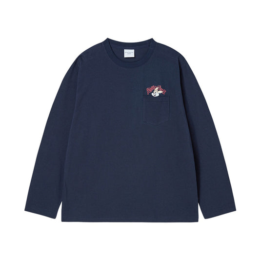 CARTOON CHINCHILLA LONG SLEEVE T-SHIRT DARK NAVY