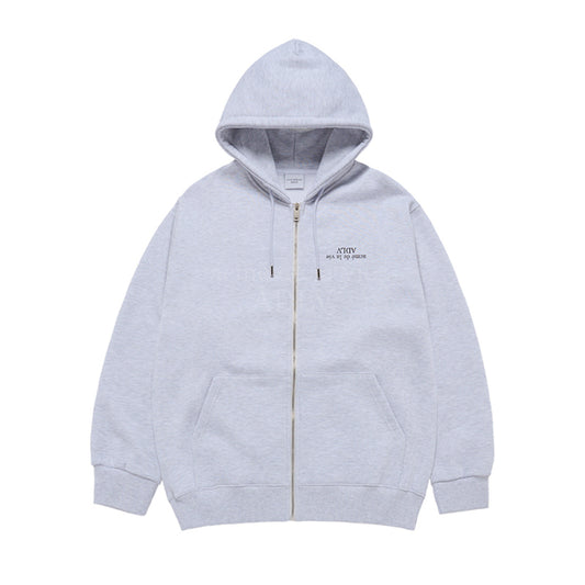 UPSIDE DOWN LOGO NAPPING ZURRY HOODIE ZIP UP MELANGE