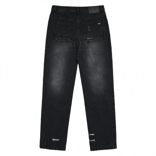 FATIGUE COLOR BLOCK DENIM PANTS BLACK