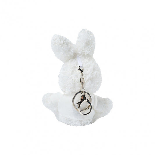 FUZZY RABBIT DOLL KEY RING WHITE