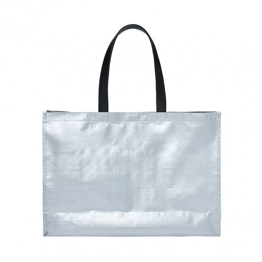 BASIC LOGO TARPAULIN SHOPPER BAG SILVER