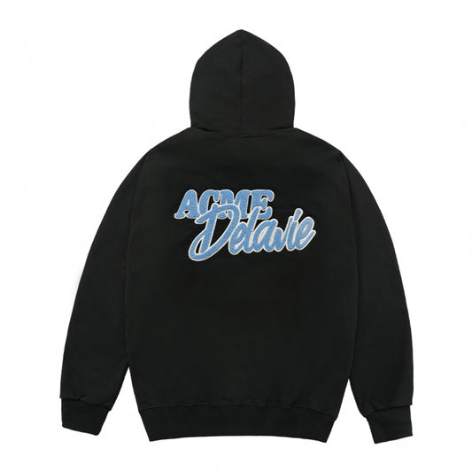 [acmé de la vie X HOSHI]  ROUND SCRIPT BOUCLE LOGO HOODIE BLACK