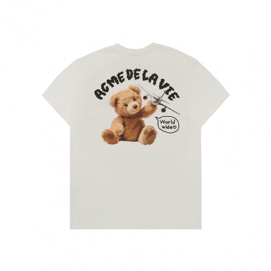 WORLD WIDE AIRPLANE BEAR ARTWORK SHORT SLEEVE T-SHIRT (OVERSEAS EXCLUSIVE) CREAM