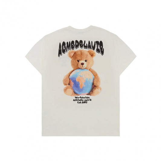 WORLD WIDE GLOBE BEAR ARTWORK SHORT SLEEVE T-SHIRT (OVERSEAS EXCLUSIVE) CREAM