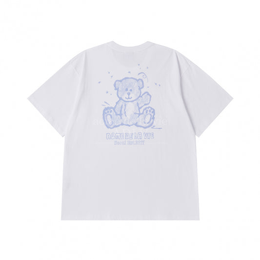 HAND SKETCH BEAR SHORT SLEEVE T-SHIRT WHITE