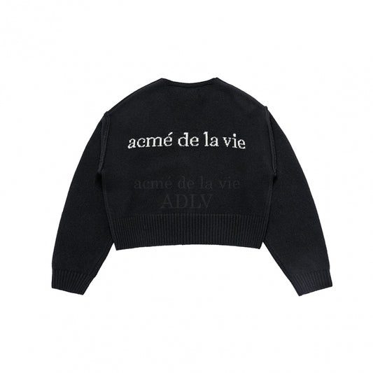 [acmé de la vie X HOSHI] BASIC LOGO CROP CARDIGAN BLACK