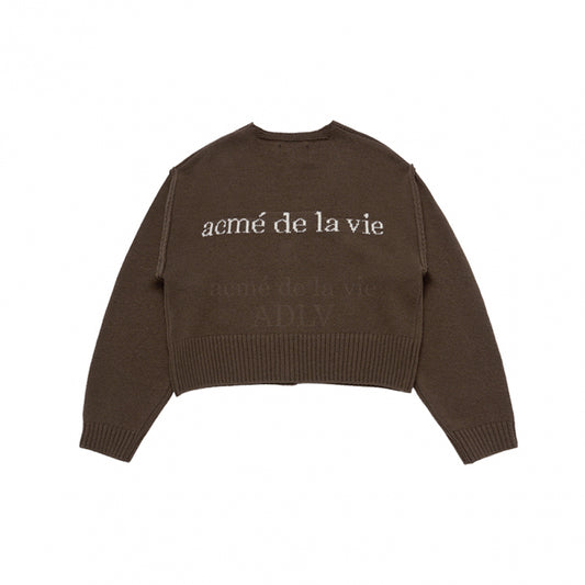 [acmé de la vie X HOSHI] BASIC LOGO CROP CARDIGAN BROWN