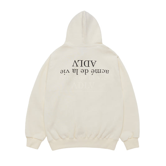 UPSIDE DOWN LOGO NAPPING ZURRY HOODIE IVORY