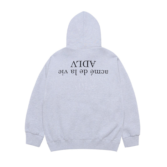 UPSIDE DOWN LOGO NAPPING ZURRY HOODIE ZIP UP MELANGE