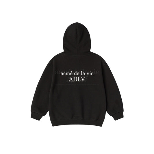 KIDS BASIC LOGO HOODIE ZIP UP-BLACK