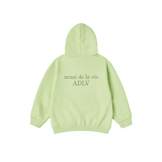 KIDS BASIC LOGO HOODIE ZIP UP-LIGHT GREEN
