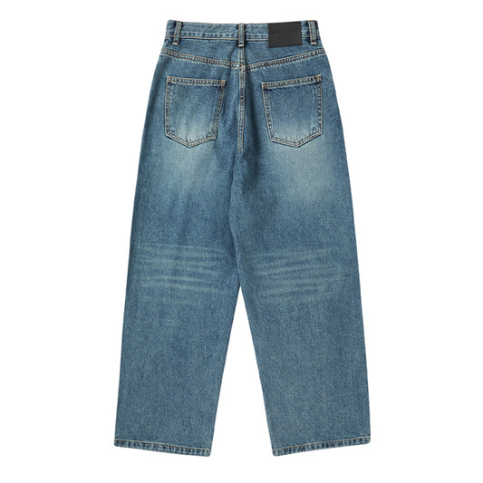 DENIM SET UP WIDE PANTS BLUE