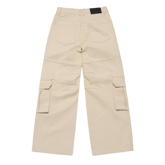 FRONT POCKET WIDE CARGO PANTS BLACK