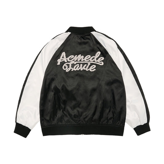 ROPE EMBO COLORATION BOMBER JACKET BLACK