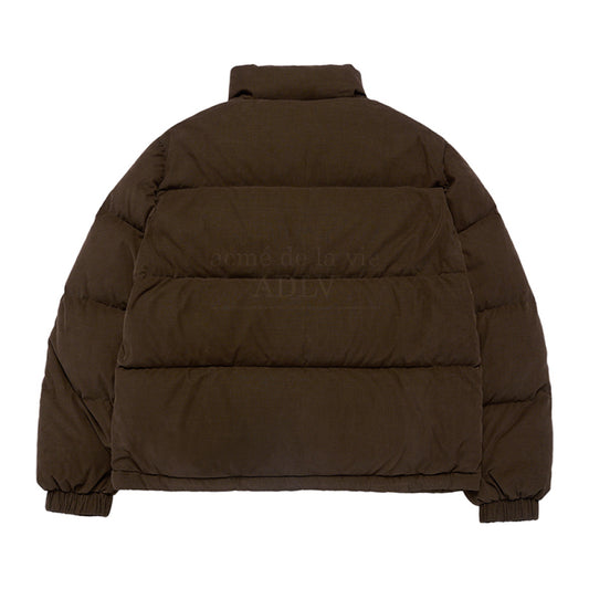 BASIC LOGO OVERSIZE CORDUROY SHORT DUCK DOWN JACKET BROWN