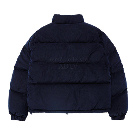 BASIC LOGO OVERSIZE CORDUROY SHORT DUCK DOWN JACKET NAVY