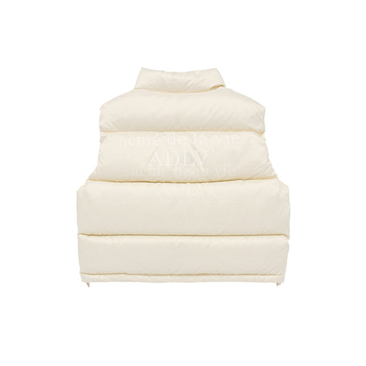 BASIC LOGO OVERSIZE SHORT CROP DUCK DOWN VEST IVORY