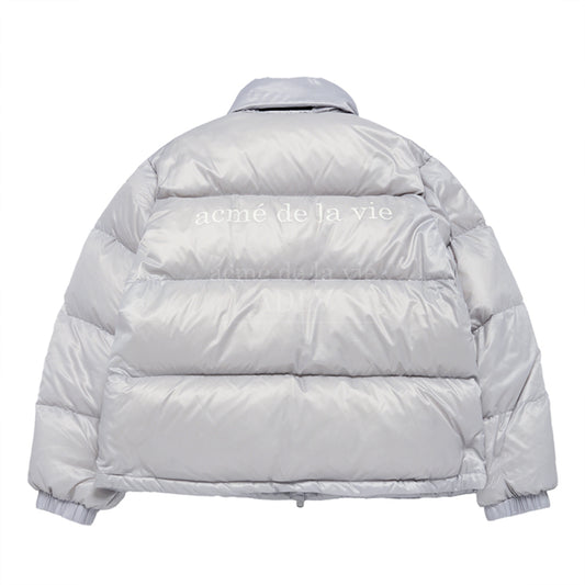 BASIC LOGO OVERSIZE SHORT DUCK DOWN JACKET SILVER GREY