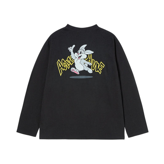 CARTOON CHINCHILLA LONG SLEEVE T-SHIRT BLACK