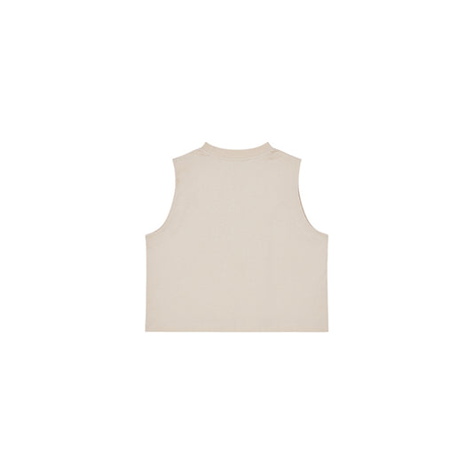 BASIC LOGO WOMAN CROP SLEEVELESS CREAM