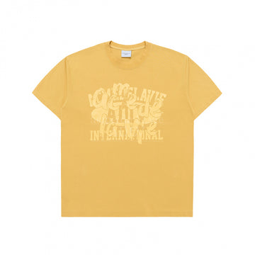 LAYER OLD SCHOOL PRINTING SHORT SLEEVE T-SHIRT YELLOW