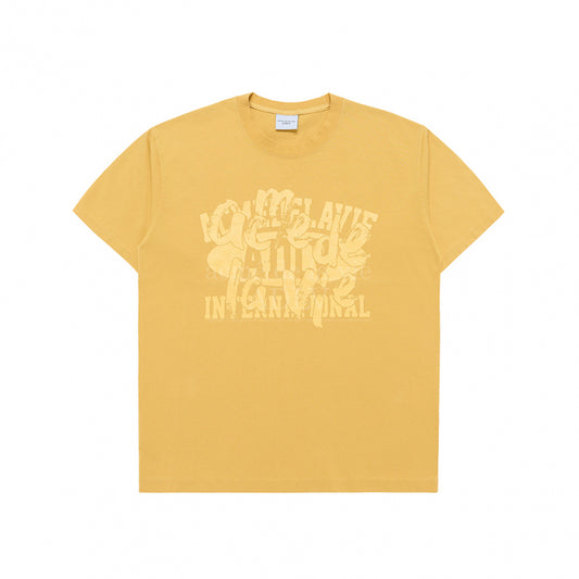 LAYER OLD SCHOOL PRINTING SHORT SLEEVE T-SHIRT YELLOW