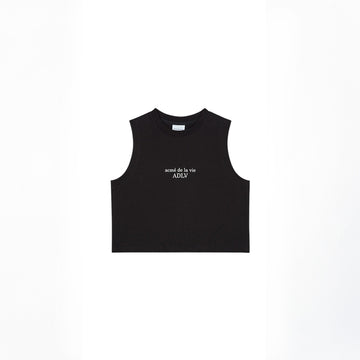 BASIC LOGO WOMAN CROP SLEEVELESS BLACK