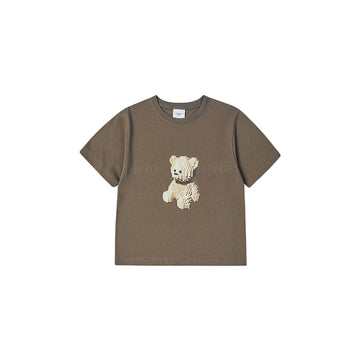 KIDS BLOCK BEAR SHORT SLEEVE T-SHIRT-COCOA