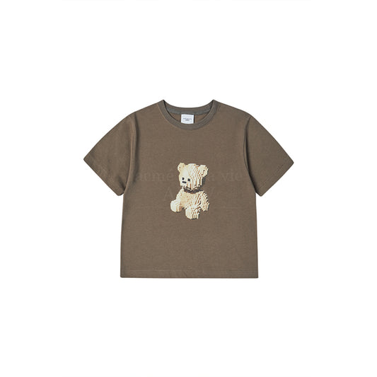 KIDS BLOCK BEAR SHORT SLEEVE T-SHIRT-COCOA