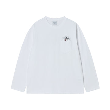 CARTOON CHINCHILLA LONG SLEEVE T-SHIRT WHITE