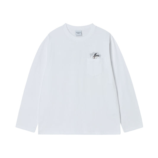 CARTOON CHINCHILLA LONG SLEEVE T-SHIRT WHITE