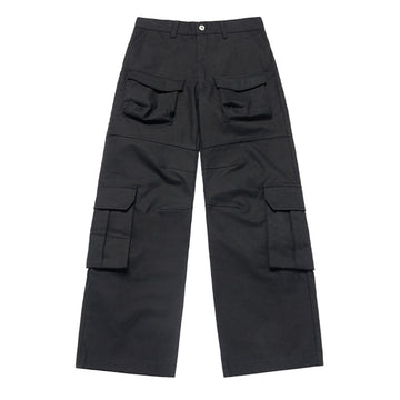 FRONT POCKET WIDE CARGO PANTS BEIGE