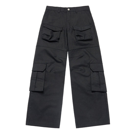 FRONT POCKET WIDE CARGO PANTS BEIGE