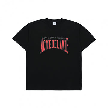 VARSITY LOGO EMBOSSING PRINTING SHORT SLEEVE T-SHIRT BLACK