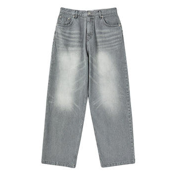 DENIM SET UP WIDE PANTS GRAY