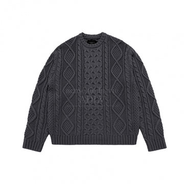 [acmé de la vie X HOSHI] LOW GAUGE CABLE KNIT CHARCOAL