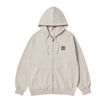 [acmé de la vie X HOSHI] BOX BASIC LOGO HOOD ZIP UP ESSENTIAL BEIGE