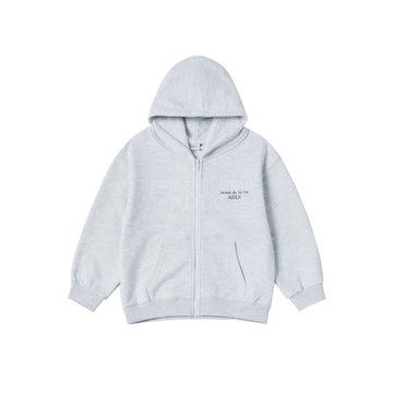 KIDS BASIC LOGO HOODIE ZIP UP MELANGE